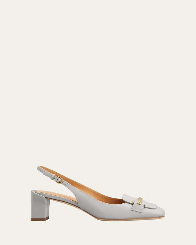 Leather Bar Slingback Pumps